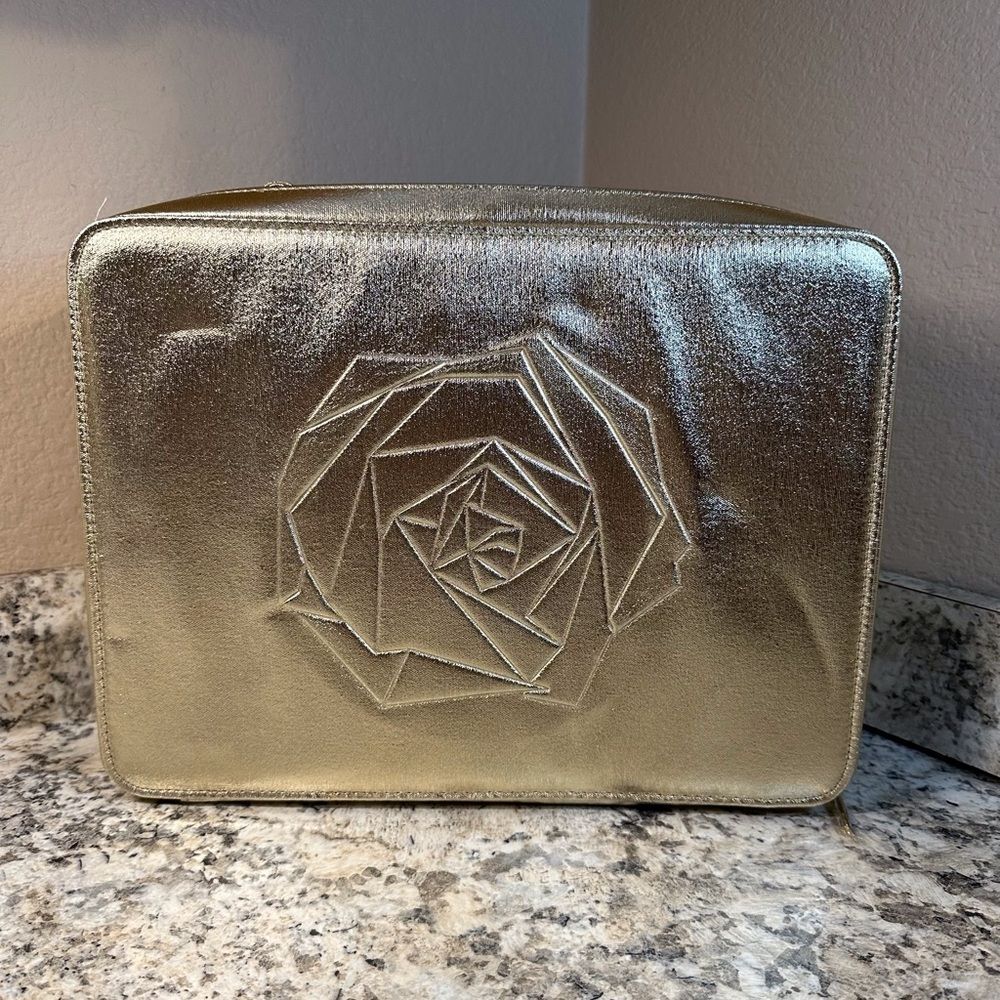 Lancôme Gold Lame Zip Cosmetic Case